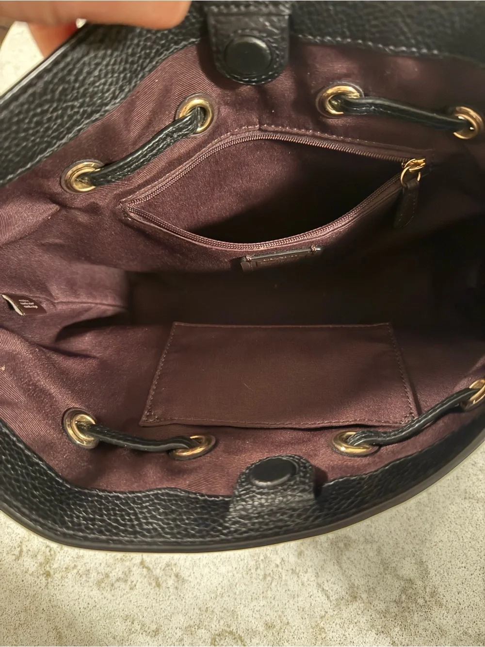 Coach Black Leather Drawstring Shoulder Bag Authentic